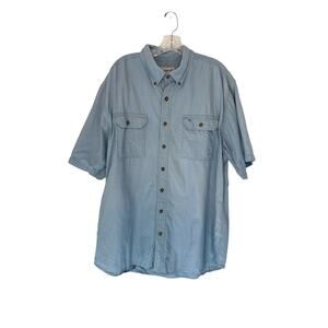 Carhartt Men's Blue Relaxed Casual Short Sleeve Button Up Shirt Size XL Tall